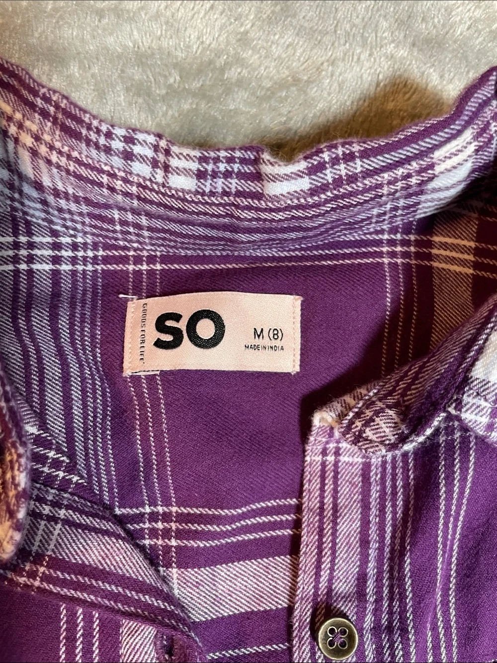 NWT SO Kids Purple Plaid Button Front Shirt